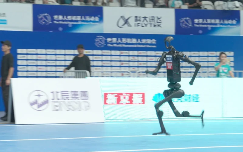 A humanoid robot participating in 400m race. (Unitree)