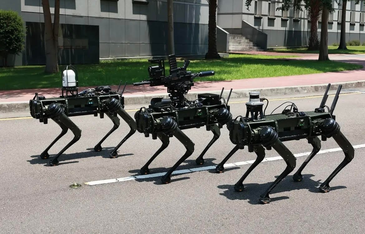 Taiwan unveils three military-specific robot dog prototypes.