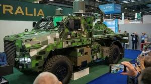 The new Bushmaster 5.6 Mulga utility model on show at Eurosatory 2026 in Paris. Photos: Team Defence Australia.