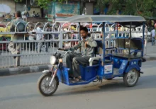 An electric rickshaw in India, where unsecured battery management systems recently exposed a cybersecurity vulnerability.