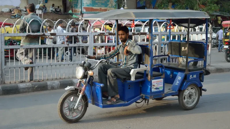 An electric rickshaw in India, where unsecured battery management systems recently exposed a cybersecurity vulnerability.